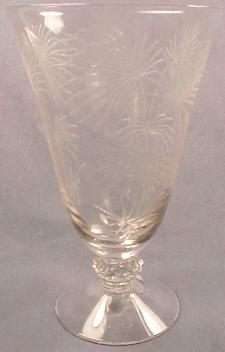 Fostoria Willowmere Clear Glass 9 oz Footed Tumbler Etched Roses  5 1/4" 