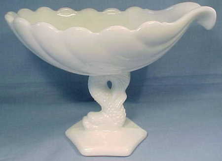 Westmoreland 8" Milk Glass Dolphin Footed Shell Bowl