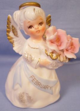 Lefton Bisque Birthday Angel #3332 - February