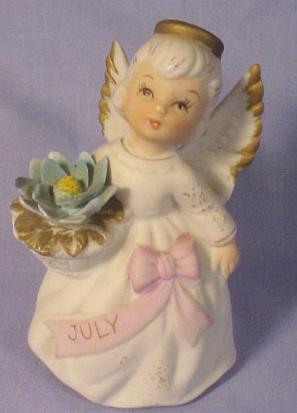 Lefton Bisque Birthday Angel #3332 - July