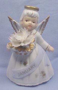 Lefton Bisque Birthday Angel #6800 - January