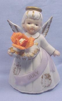 Lefton Bisque Birthday Angel #6800 - July