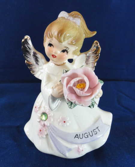 Lefton Jeweled Birthday Angel #6224 - August
