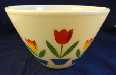 Fire King Modern Tulip on Ivory 9-1/2" Mixing Bowl 