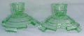 Tea Room Green Candlesticks - Pair