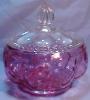 Fenton Ruby Overlay Diamond Optic Large Powder Jar