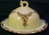 Heisey Ivorina Winged Scroll Gold Trim Butter Dish w Lid 