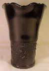 L. E. Smith Black Amethyst Triangular Vase W Nymphs 