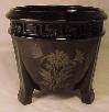 L. E. Smith Black Amethyst Greek Key Jardiniere Silver Des.