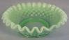 Fenton Green Opalescent 5-1/4" Double Crimped Bonbon