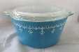 Pyrex 1 Quart Baker (#473) w Lid in Blue Snowflake Pattern