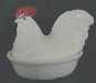 Kemple Milk Glass Rooster on Diamond Basket Base