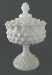 Fenton Milk Glass Hobnail 8-1/2" Footed Candy w Lid