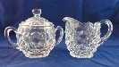 Fostoria American Large Sugar With Lid And Creamer