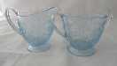 Fostoria Versailles Blue Azure Footed Sugar And Creamer