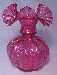 Fenton Ruby Overlay 6" Vase In Beaded Melon Pattern