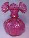 Fenton Ruby Overlay 6" Vase In Beaded Melon Pattern