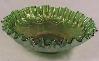 Fenton Carnival Glass Bowl - Green Captive Rose