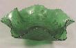 Fenton Green Carnival Glass Bowl Leaf Chain/Beaded Berry