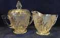 Iris & Herringbone Crystal Creamer & Sugar with Lid