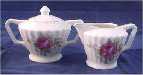 Lefton Elegant Rose Ribbed Sugar and Creamer