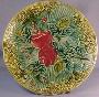 Majolica 10" Plate with Rose on Green Design