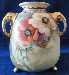 Nippon Floral Vase w Three Gold Handles & 3 Tabbed Feet