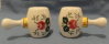 Rooster And Roses Salt & Pepper Shakers w Long Handles