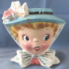 Head Vase - PY 5-1/2" Wide-Eyed Girl with Blue Hat